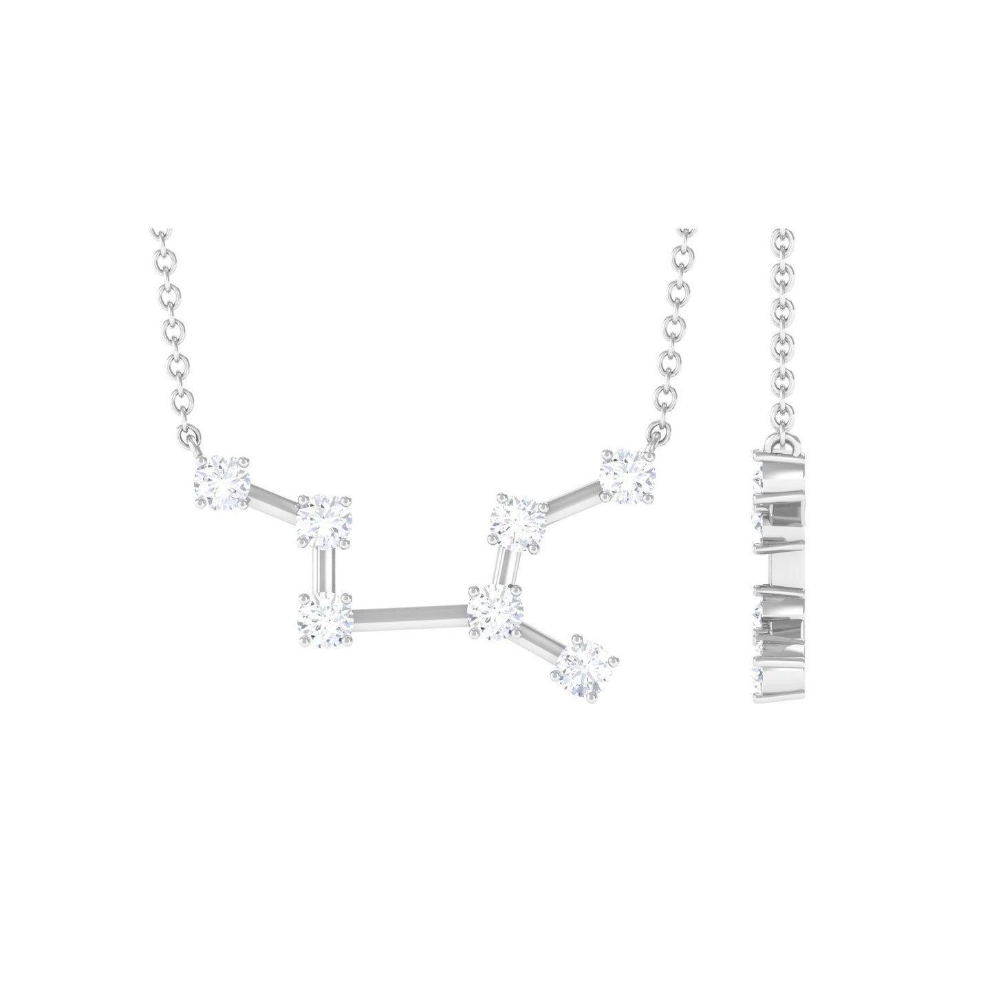 0.63 TCW Round Virgo Zodiac Constellation Moissanite Necklace