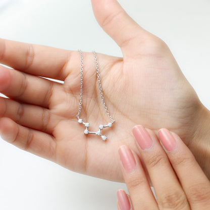 0.63 TCW Round Virgo Zodiac Constellation Moissanite Necklace