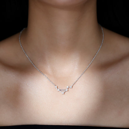 0.54 TCW Round Libra Constellation Moissanite Necklace