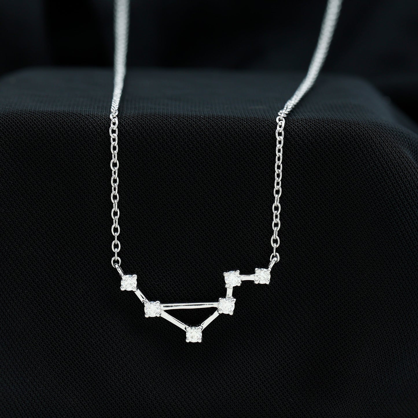 0.54 TCW Round Libra Constellation Moissanite Necklace