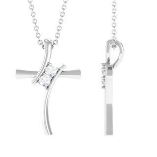 0.18 TCW Round Bypass Cross Moissanite Necklace 3