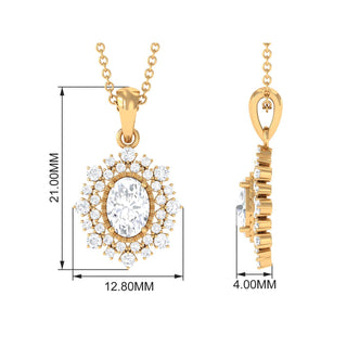 1.0 TCW Oval Halo  Moissanite Necklace 3