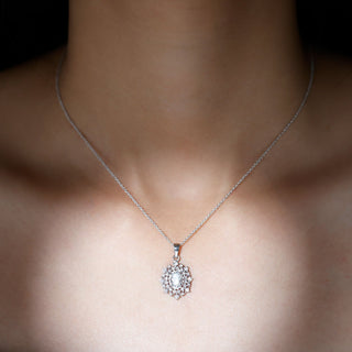 1.0 TCW Oval Halo  Moissanite Necklace 5