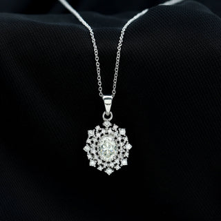 1.0 TCW Oval Halo  Moissanite Necklace 4