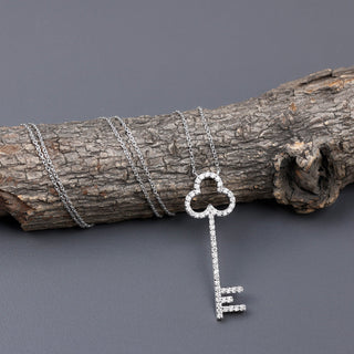 0.81 TCW Round  Key Moissanite Necklace 3