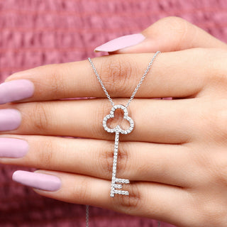 0.81 TCW Round  Key Moissanite Necklace 5