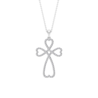 1.24 TCW Round Open Cross Heart Moissanite Necklace 2
