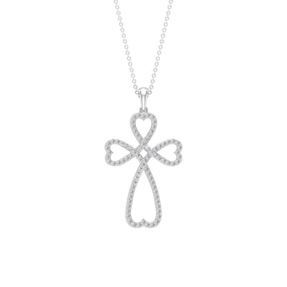 1.24 TCW Round Open Cross Heart Moissanite Necklace