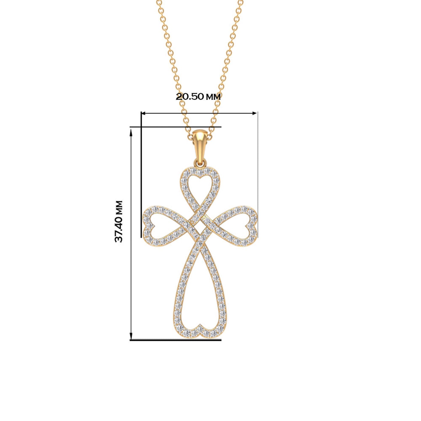 1.24 TCW Round Open Cross Heart Moissanite Necklace