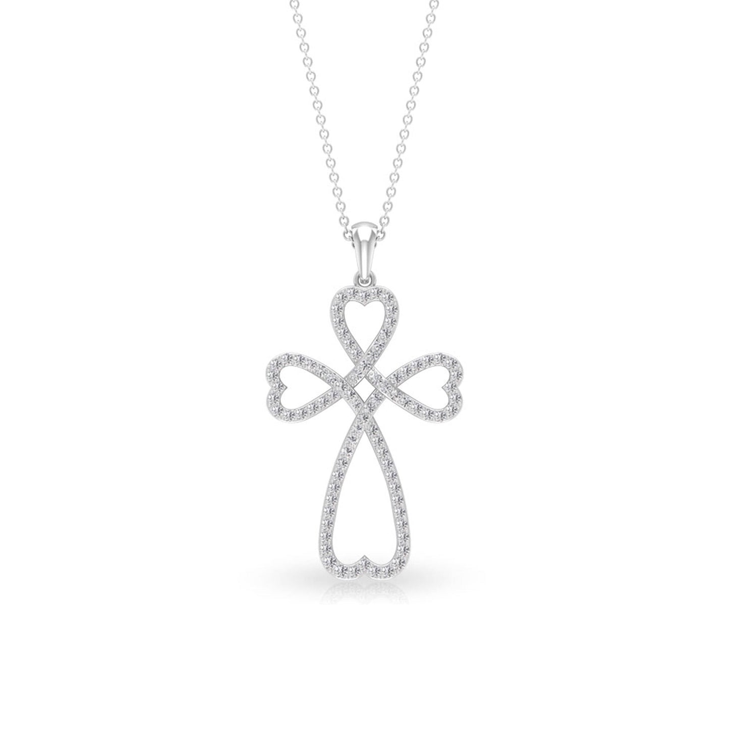 1.24 TCW Round Open Cross Heart Moissanite Necklace