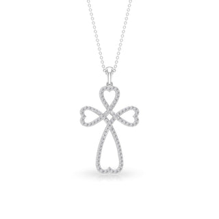 1.24 TCW Round Open Cross Heart Moissanite Necklace 5