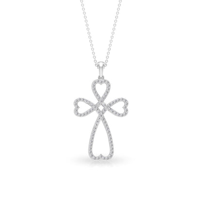 1.24 TCW Round Open Cross Heart Moissanite Necklace