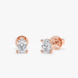 1.0 CT Round Bezel Solitaire Lab Grown Diamond Earrings