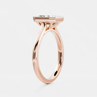 Asscher Bezel Solitaire Lab Grown Diamond Engagement Ring