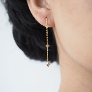 0.15 CT Round Cut Dangle Moissanite Earrings 2