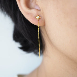 0.13 CT Round Cut Dangle Moissanite Earrings 1