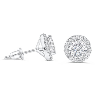 1.5 CT Round Cut Halo Stud Moissanite Earrings 6