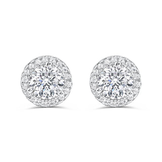 1.5 CT Round Cut Halo Stud Moissanite Earrings 5
