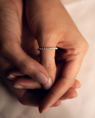 0.88 TCW Round Cut Half Eternity Moissanite Wedding Band