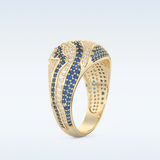 Blue & White Multi Stone Wedding Band with 1.16 CT Round Cut Moissanite