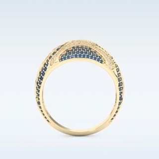 Blue & White Multi Stone Wedding Band with 1.16 CT Round Cut Moissanite