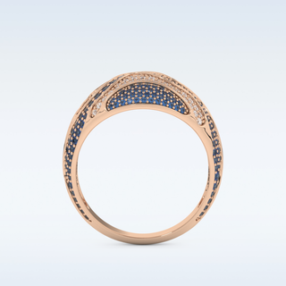 Blue & White Multi Stone Wedding Band with 1.16 CT Round Cut Moissanite