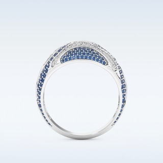 Blue & White Multi Stone Wedding Band with 1.16 CT Round Cut Moissanite