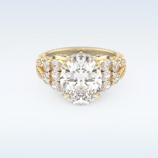 Beautiful Cluster & Pave 4.2 CT Engagement Ring Featuring Oval Moissanite