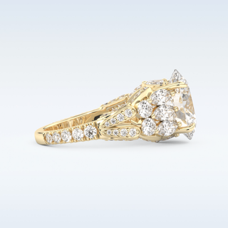 Beautiful Cluster & Pave 4.2 CT Engagement Ring Featuring Oval Moissanite