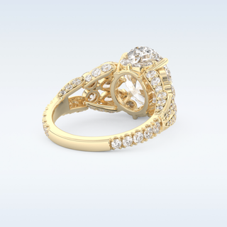Beautiful Cluster & Pave 4.2 CT Engagement Ring Featuring Oval Moissanite