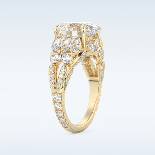 Beautiful Cluster & Pave 4.2 CT Engagement Ring Featuring Oval Moissanite