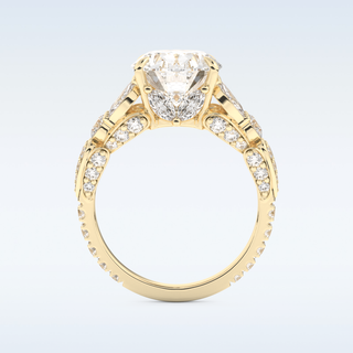 Beautiful Cluster & Pave 4.2 CT Engagement Ring Featuring Oval Moissanite