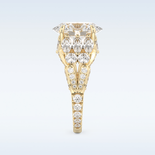 Beautiful Cluster & Pave 4.2 CT Engagement Ring Featuring Oval Moissanite