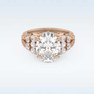 Beautiful Cluster & Pave 4.2 CT Engagement Ring Featuring Oval Moissanite