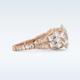 Beautiful Cluster & Pave 4.2 CT Engagement Ring Featuring Oval Moissanite