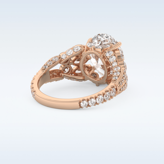 Beautiful Cluster & Pave 4.2 CT Engagement Ring Featuring Oval Moissanite