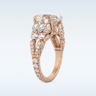 Beautiful Cluster & Pave 4.2 CT Engagement Ring Featuring Oval Moissanite