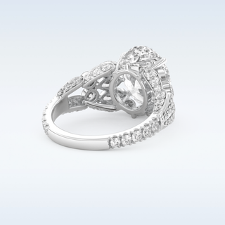 Beautiful Cluster & Pave 4.2 CT Engagement Ring Featuring Oval Moissanite