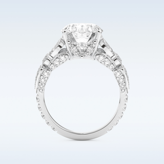 Beautiful Cluster & Pave 4.2 CT Engagement Ring Featuring Oval Moissanite
