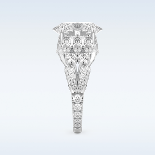 Beautiful Cluster & Pave 4.2 CT Engagement Ring Featuring Oval Moissanite