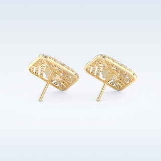 Moissanite Geometric Style Studs – 0.9 TCW Round and Baguette Cut Stones