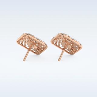 Moissanite Geometric Style Studs – 0.9 TCW Round and Baguette Cut Stones
