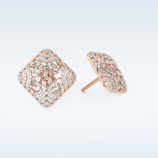 Moissanite Geometric Style Studs – 0.9 TCW Round and Baguette Cut Stones