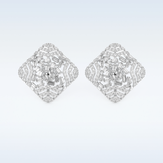 Moissanite Geometric Style Studs – 0.9 TCW Round and Baguette Cut Stones