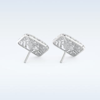Moissanite Geometric Style Studs – 0.9 TCW Round and Baguette Cut Stones