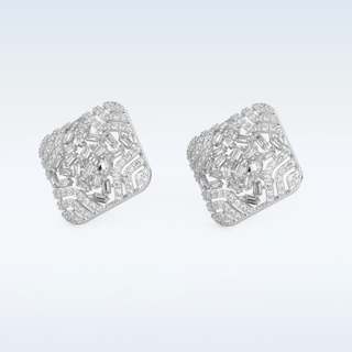 Moissanite Geometric Style Studs – 0.9 TCW Round and Baguette Cut Stones
