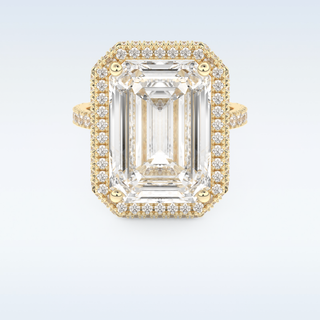 Elegant 10.8 CT Halo & Pave Engagement Ring Featuring Emerald Moissanite