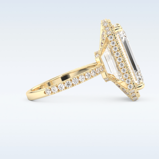 Elegant 10.8 CT Halo & Pave Engagement Ring Featuring Emerald Moissanite