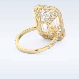 Elegant 10.8 CT Halo & Pave Engagement Ring Featuring Emerald Moissanite