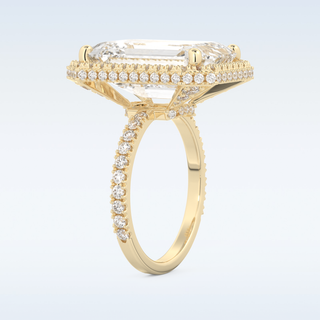 Elegant 10.8 CT Halo & Pave Engagement Ring Featuring Emerald Moissanite